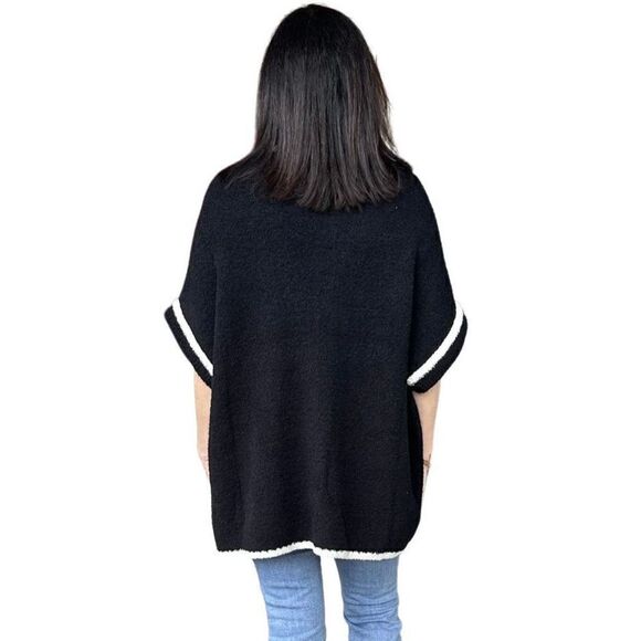 Carolees black and Ivory zip front sweater, jacket, 0SFM - Picture 3 of 9